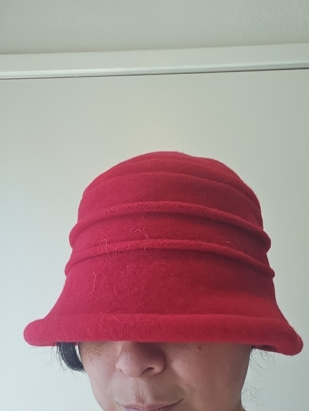 Scala Bright Red Wool Hat with Rolled Band Detail